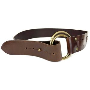 Banana Republic Wide Brown Leather Belt Brass